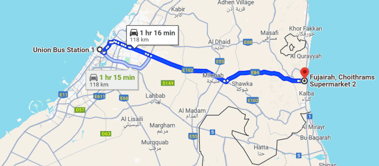 E700 Bus Route | Fujairah To Dubai Bus Timings (Updated Times) - Uaeboy