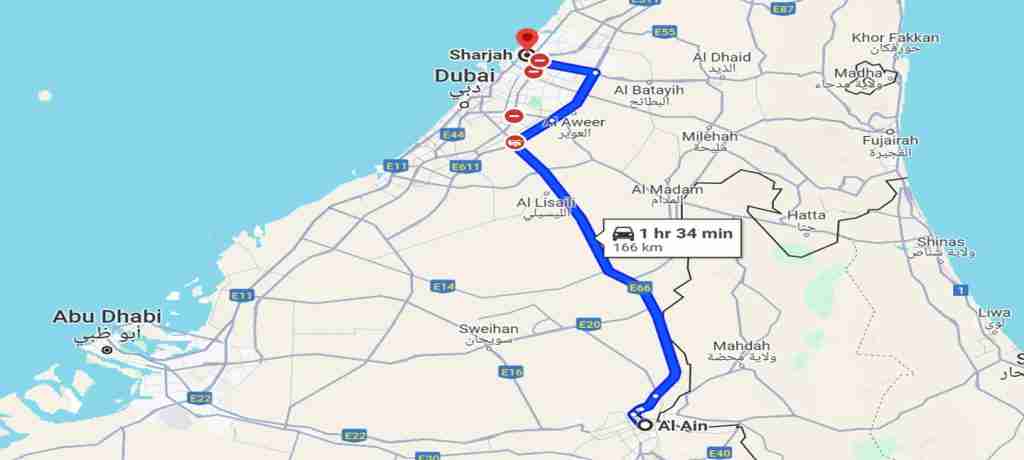 Sharjah To Al Ain Bus Route