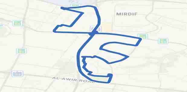 Al Rashidiya to Al Warqa'A Bus Route Map