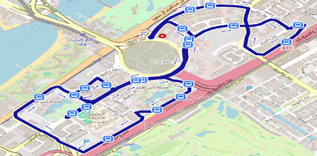 Dubai Internet City Metro Station to Al Khail MS Bus Route Map