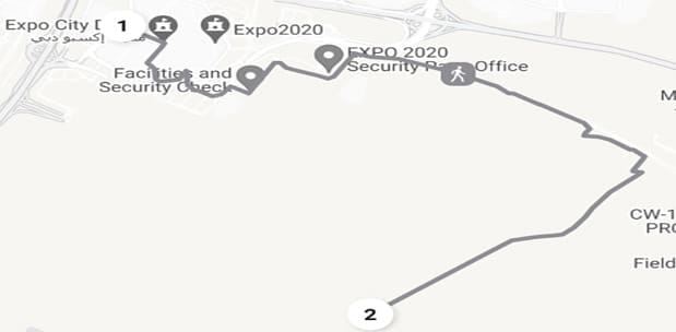 Expo 2020 MS to AMI Airport (PTB) bus route map